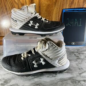 Under Armour Baseball Cleats Black White Molded Ankle Support Size 8